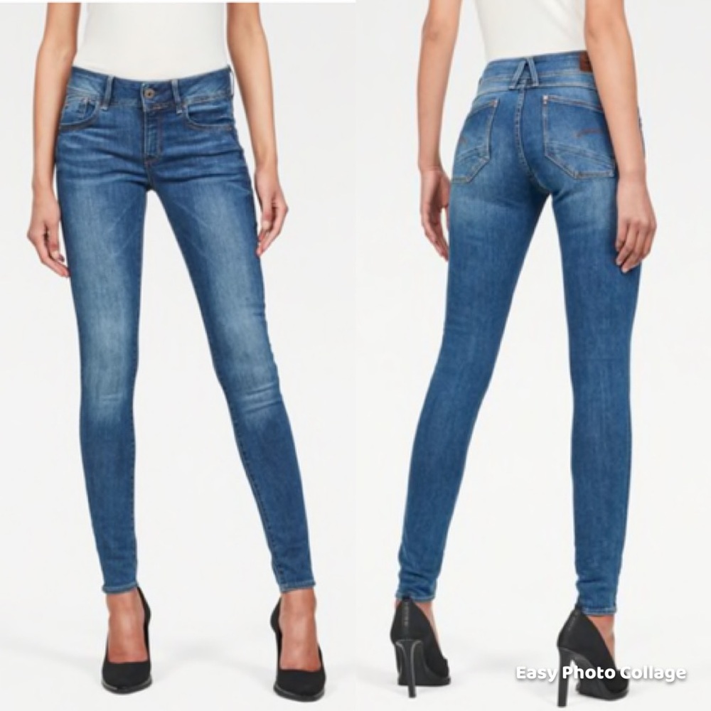 G-Star Lynn Mid Rise Skinny Jeans Faded blue